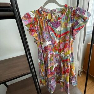 Caroline Constas Red Pink Ruffled A-line Sundress